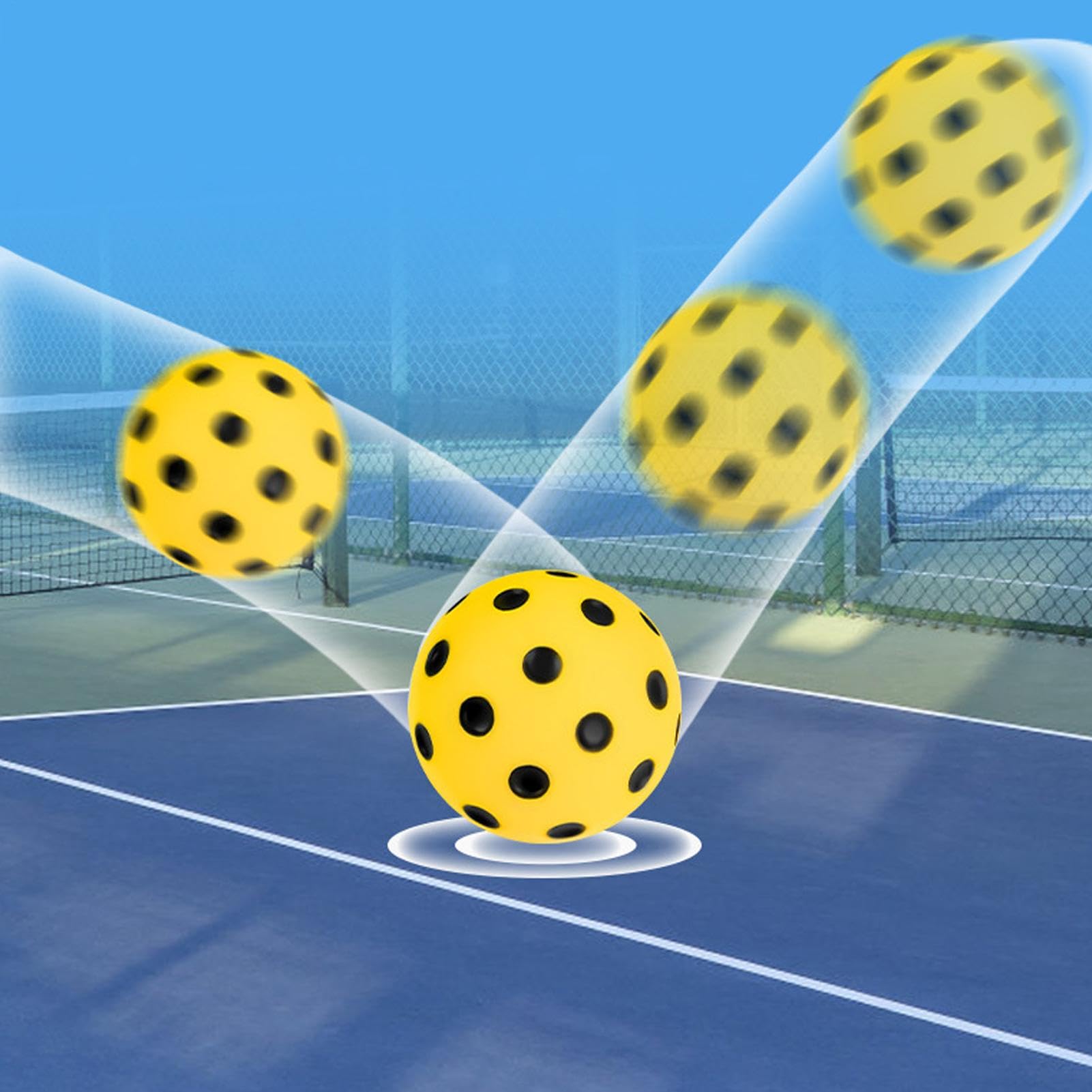 Set di 3 palline da pickleball silenziose in schiuma, silenziose, per esercitarsi, 74 mm, per riscaldarsi, silenziose e silenziose