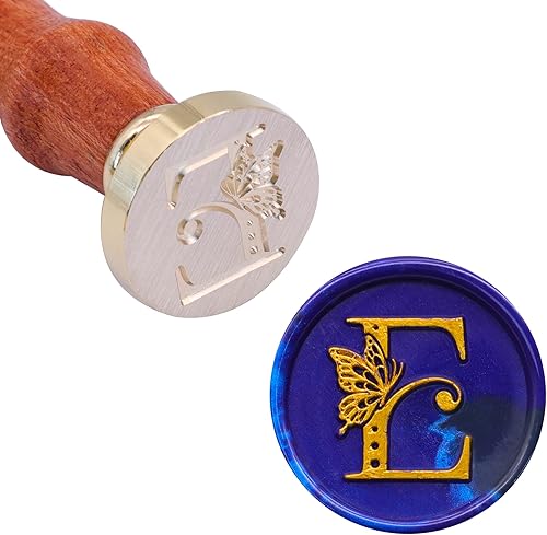 Miniatura 2 de SWANGSA Sello de cera del alfabeto E con inicial, sello de sellado de letras de mariposa elegante vintage para invitación de fiesta de boda,