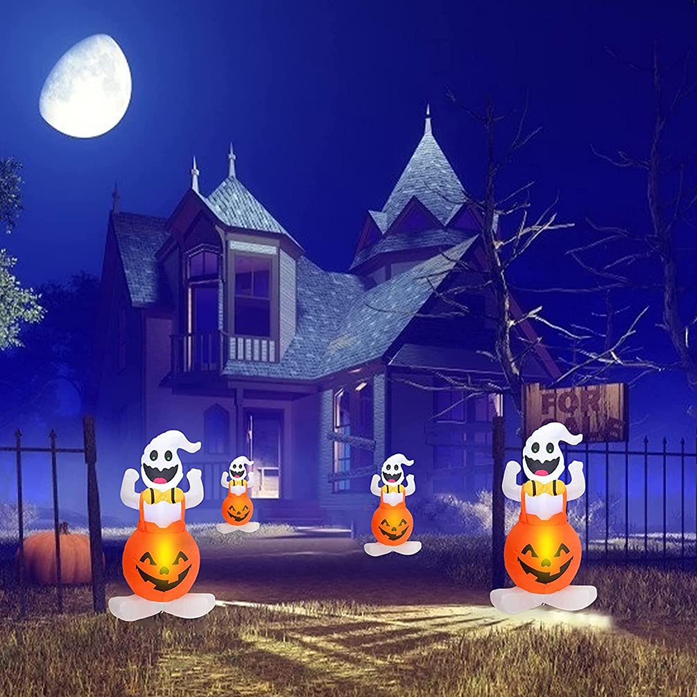 N – A Halloween gonfiabile, zucca, fantasma, fantasma, decorazione a forma di zucca, fantasma, Halloween, integrata, a LED, lanterna a zucca, fantasma, gigante, per giardino, cortile