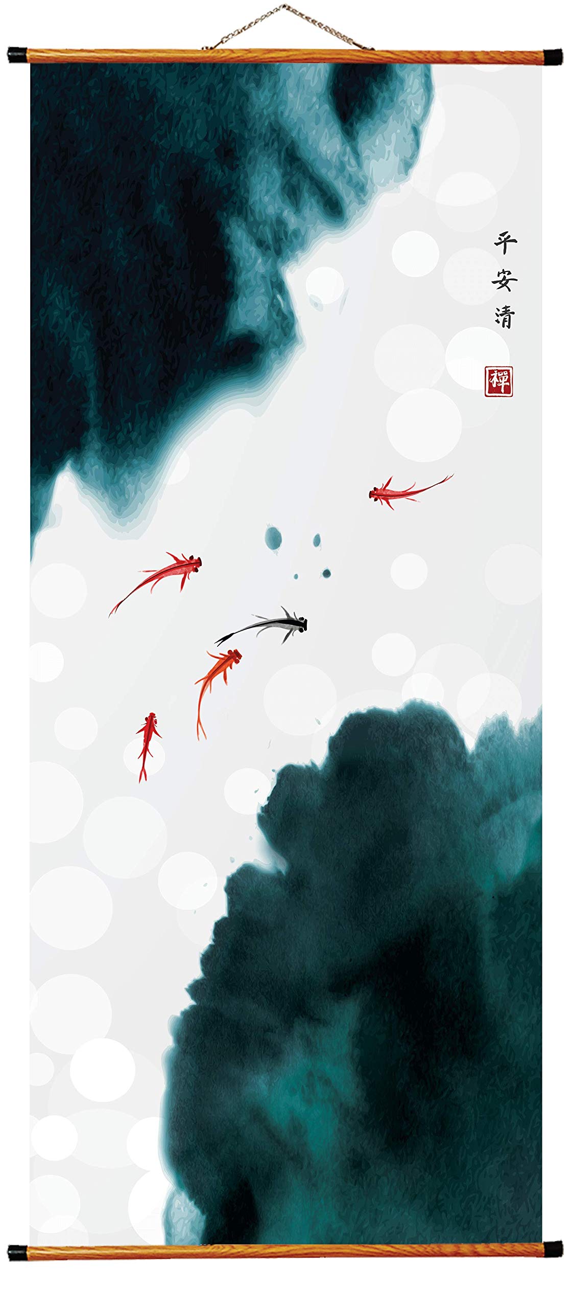 Toile canvas carpe koi japonaise pour habiller un mur vide de 52x120 cm