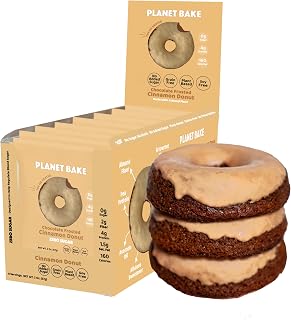 PLANET BAKE Vegan Donut - Gluten Free, Sugar Free, Soy Free Keto Donuts - Moist & Delicious Individually Wrapped Donuts For On-The-Go Healthy Snacking - Cinnamon ZERO (8 Pack)
