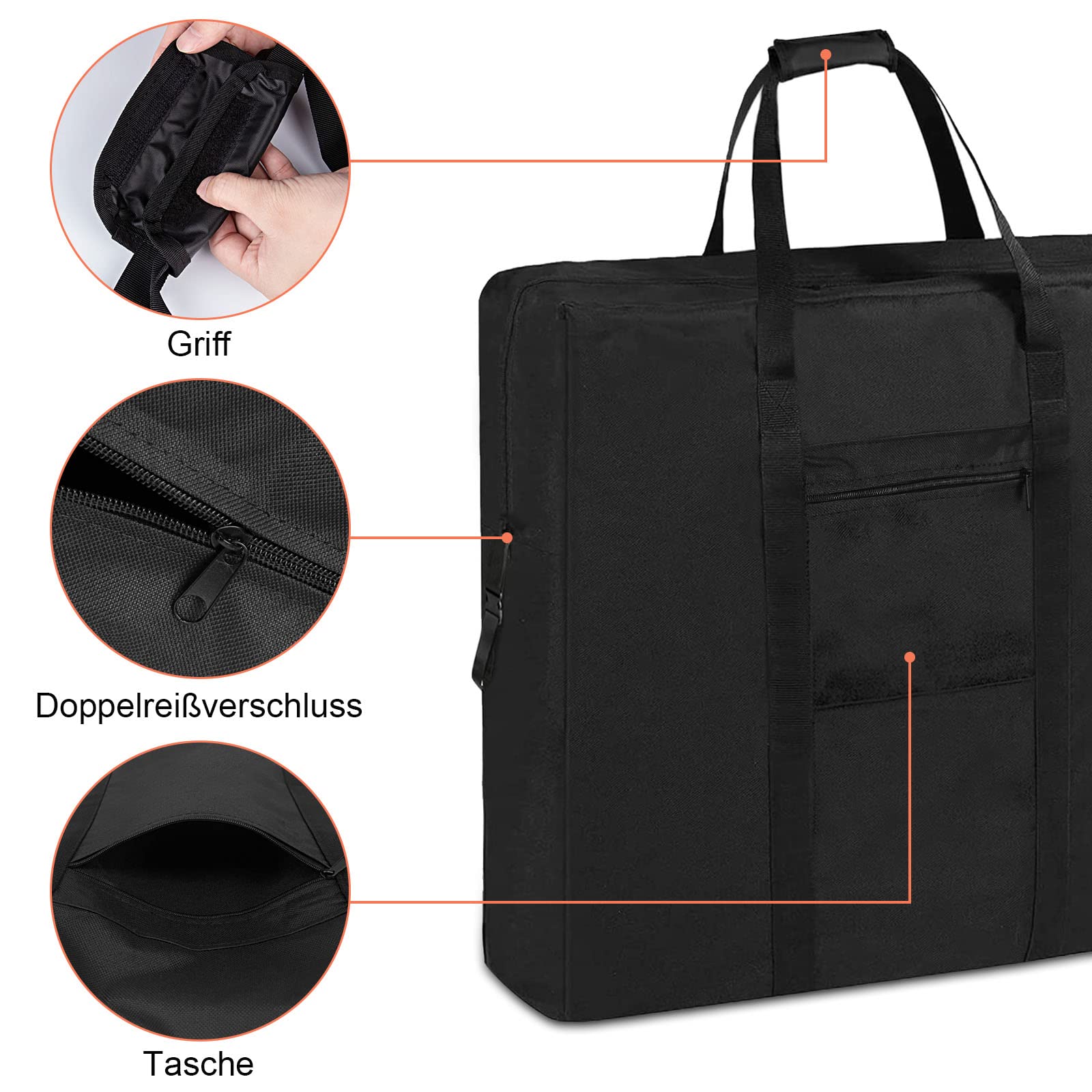 Kingling Tasche für Solarpanel, Staubdichte Solarmodul Tasche passend für 100 Watt Solarpanel, Faltbare Solarpanel Aufbewahrungstasche (Kann Zwei Sonnenkollektoren aufnehmen) - 66 x 56 x 10 cm