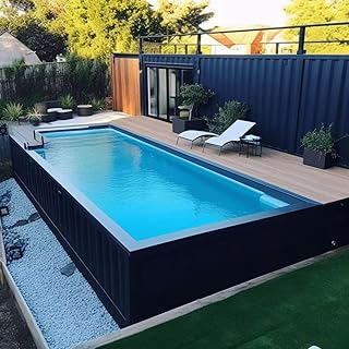 Outdoor Glass Window Shipping Container Pools House Above Ground Fiberglass 20ft Container Swimming Pool Above Ground Pool Container Fiberglass Steel Construction