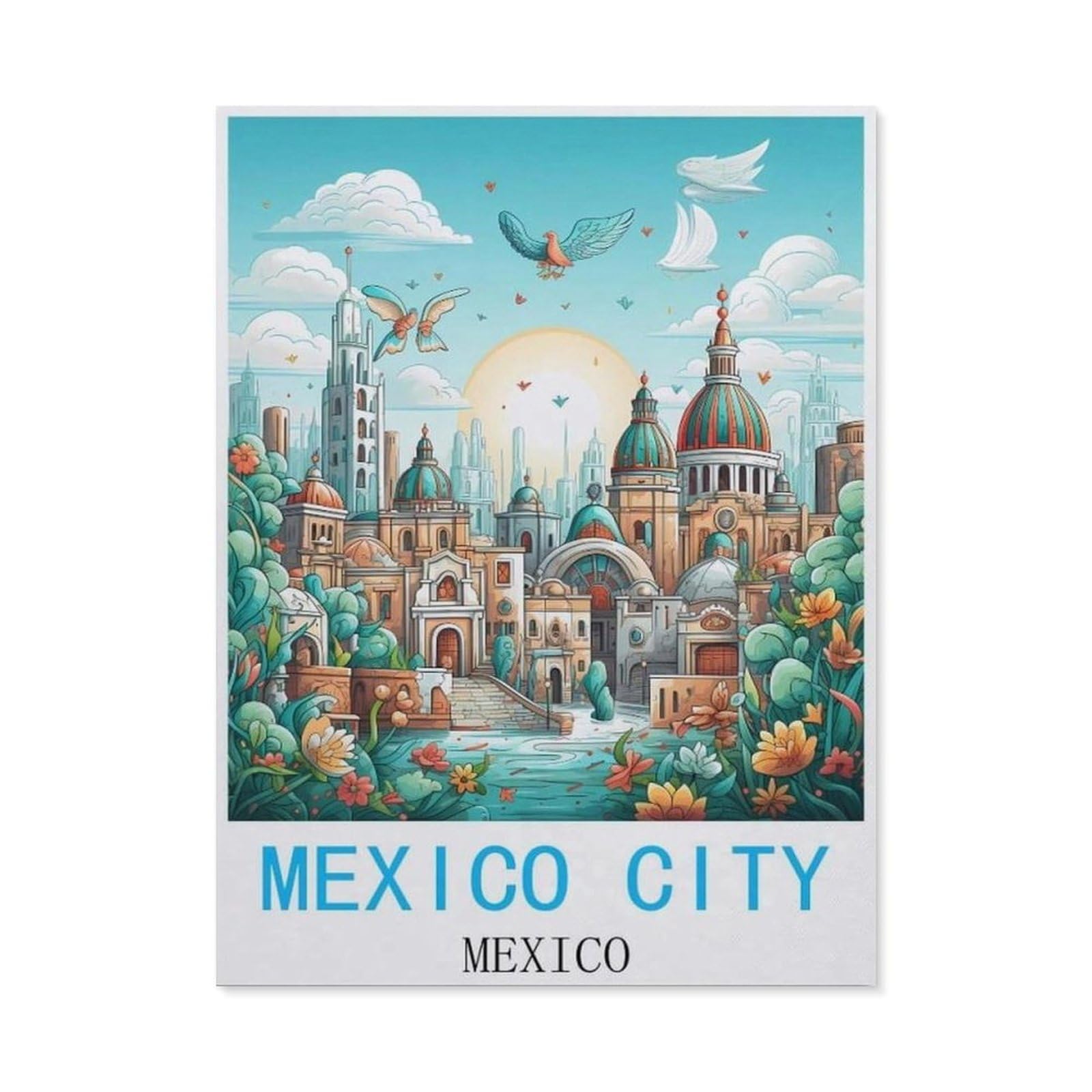 BEAYODKP 5D DIY Diamond Painting Kit，Mexico City Mexico Vintage Travel Posters，Crystal Mosaic Full Drill Round Diamond Painting Embroidery Accessories（30 x 40 cm/11.81 x 15.74 inches）-CP51