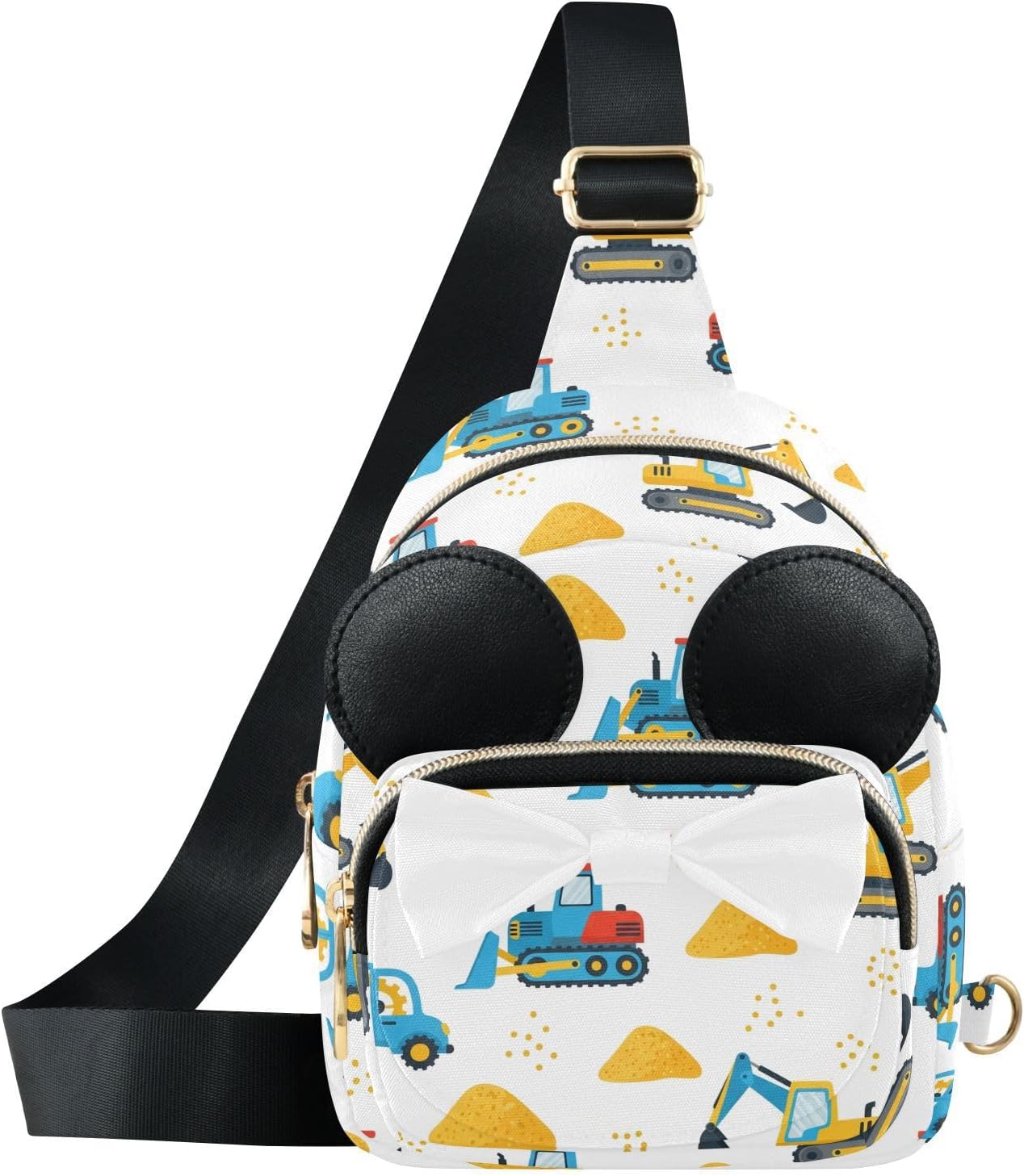 Tractors Kids Crossbody Bags for Girls, 7.5x3.1x5.7 In | Crossbody Fanny Pack, Toddler Purse, Cute Sling Belt Bag with Ears, 2L Small Shoulder Chest Bag for Travel