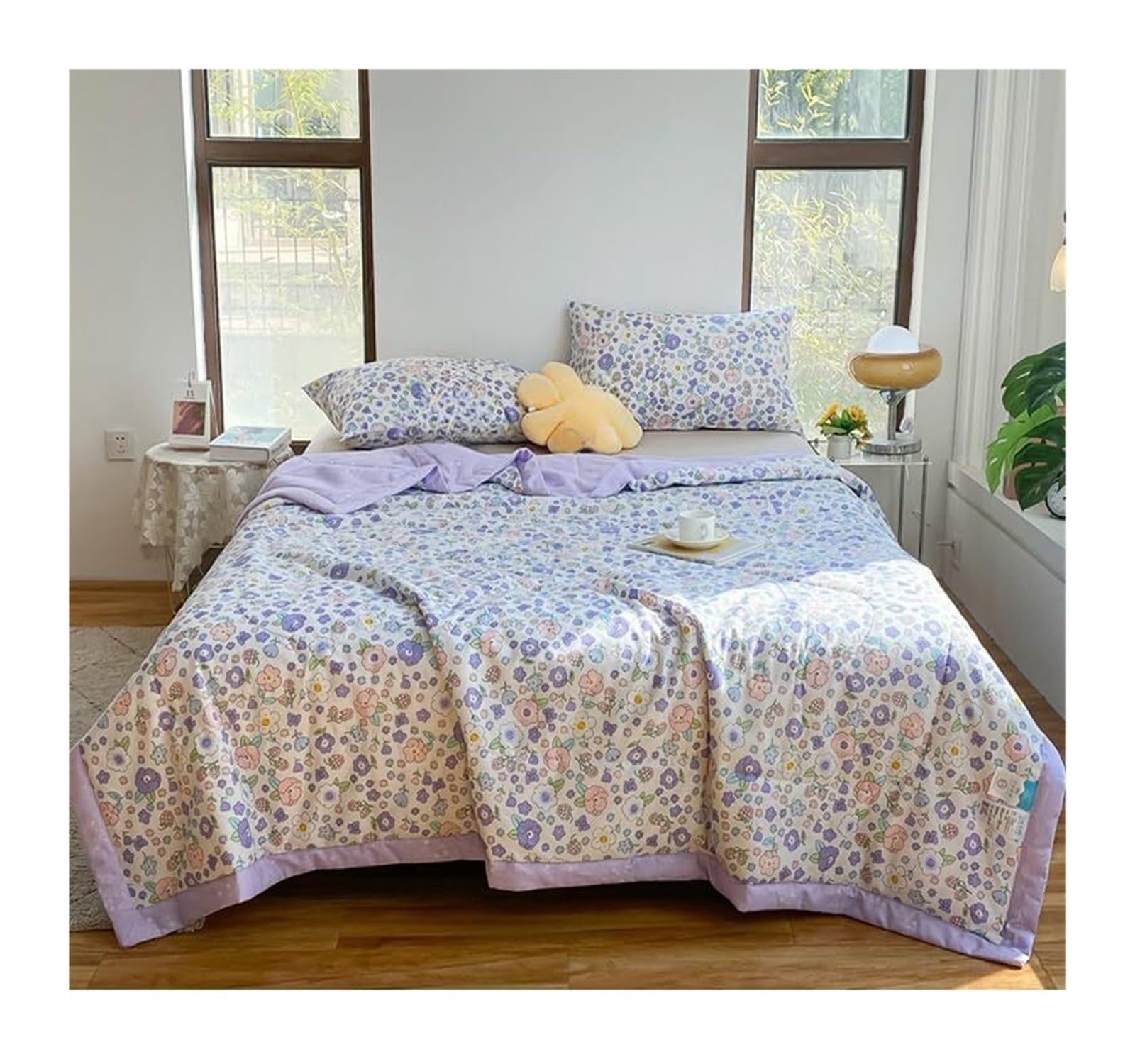 Manta refrescante para el sofá y dormitorio colcha ligera con diseño floral bohemio