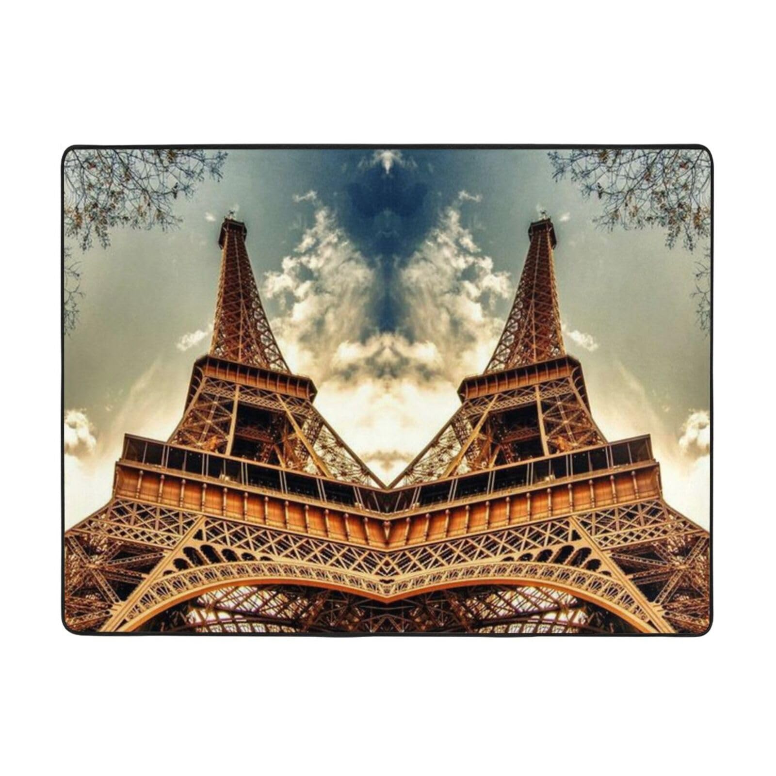 Grand tapis en flanelle antidérapant lavable de 120 x 160 cm pour décoration salon