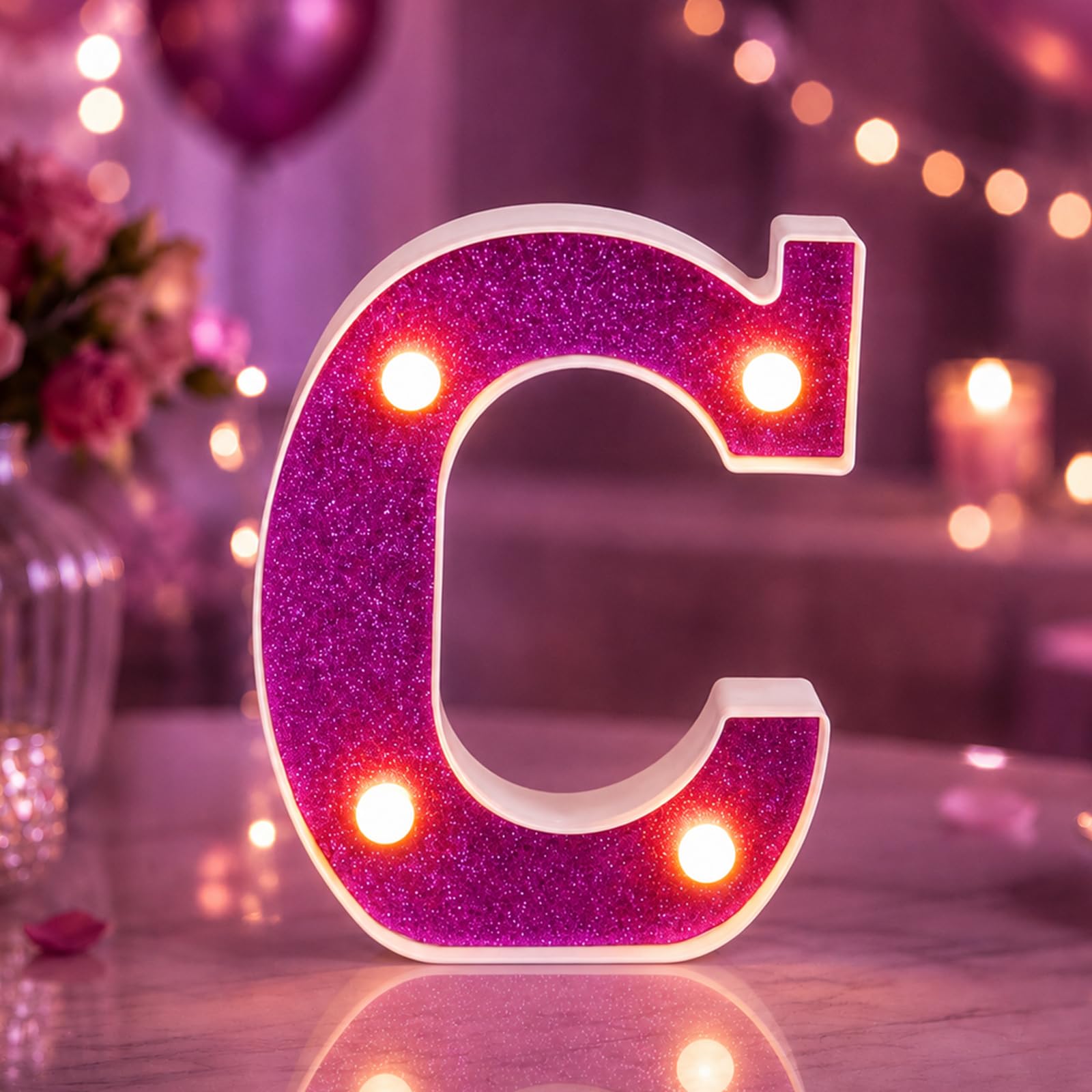 Yilnlg LED Light Up Letters, Letter Lights C for Girls Women Party Decor