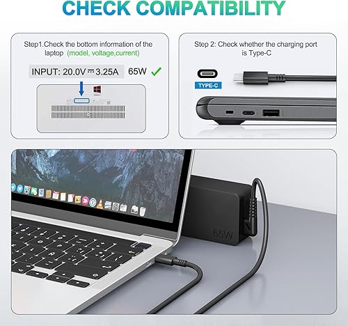 Miniatura 3 de Universal 65W 45W USB C Laptop Charger for Lenovo ThinkpadYogaChromebook T480 T490 T580 X280 X380 X390 L390 E480 E495 E580 E590 ADLX65YDC2A Power