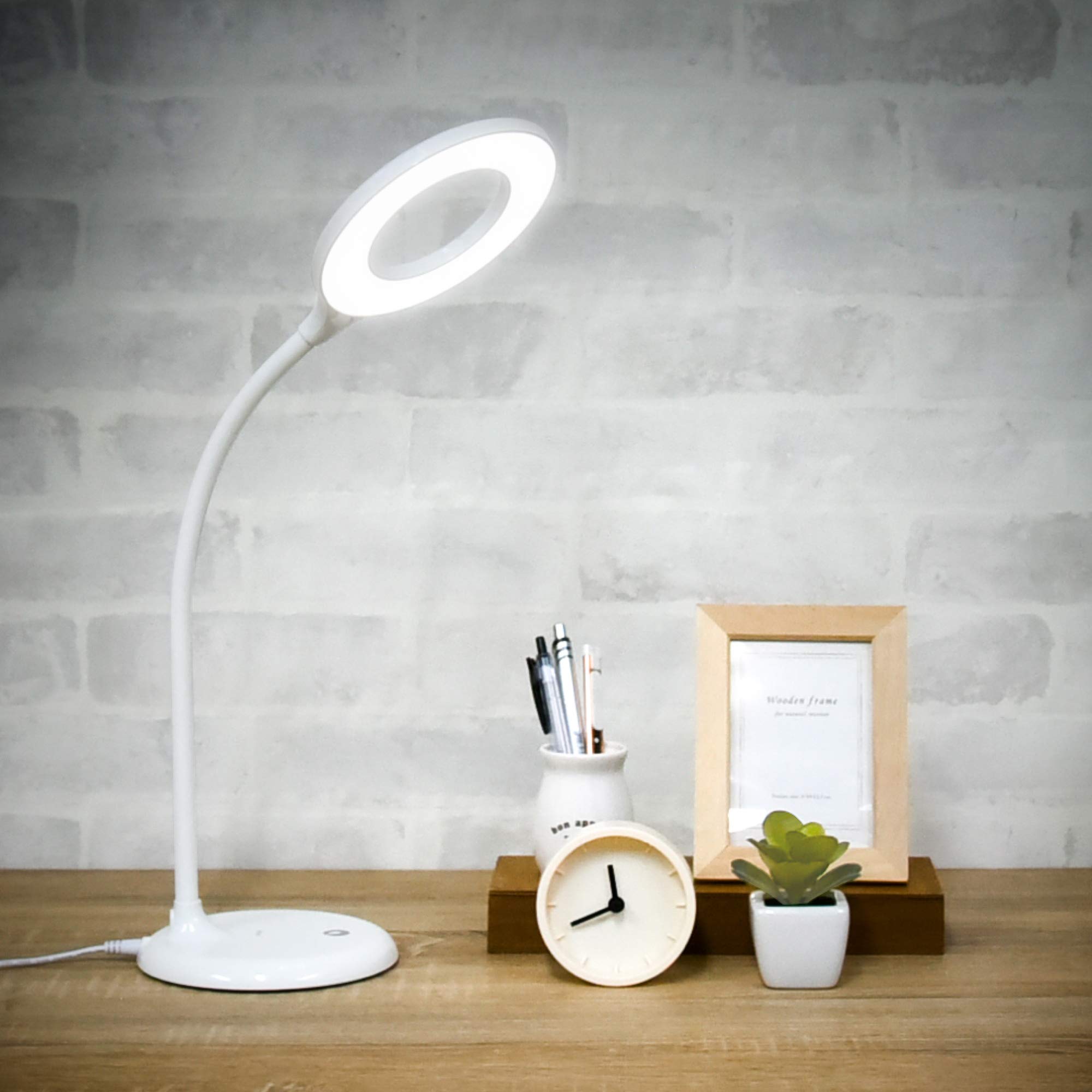 wasser 71 LED 卓上ライト 無段階調光 フレキシブルアーム 角度調節 リング型 デスクライト 目に優しい 勉強 デスクワーク 読書灯 スタンドライト 電気スタンド テーブルライト 照明