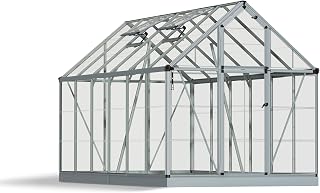 Palram - Canopia Snap & Grow 6 Ft. x 12 Ft. Greenhouse Kit Hobby DIY Walk In Green House Heavy Duty Polycarbonate, Aluminium Frame, with Lockable Door and Vent for Outdoors, Garden, Backyard In Silver