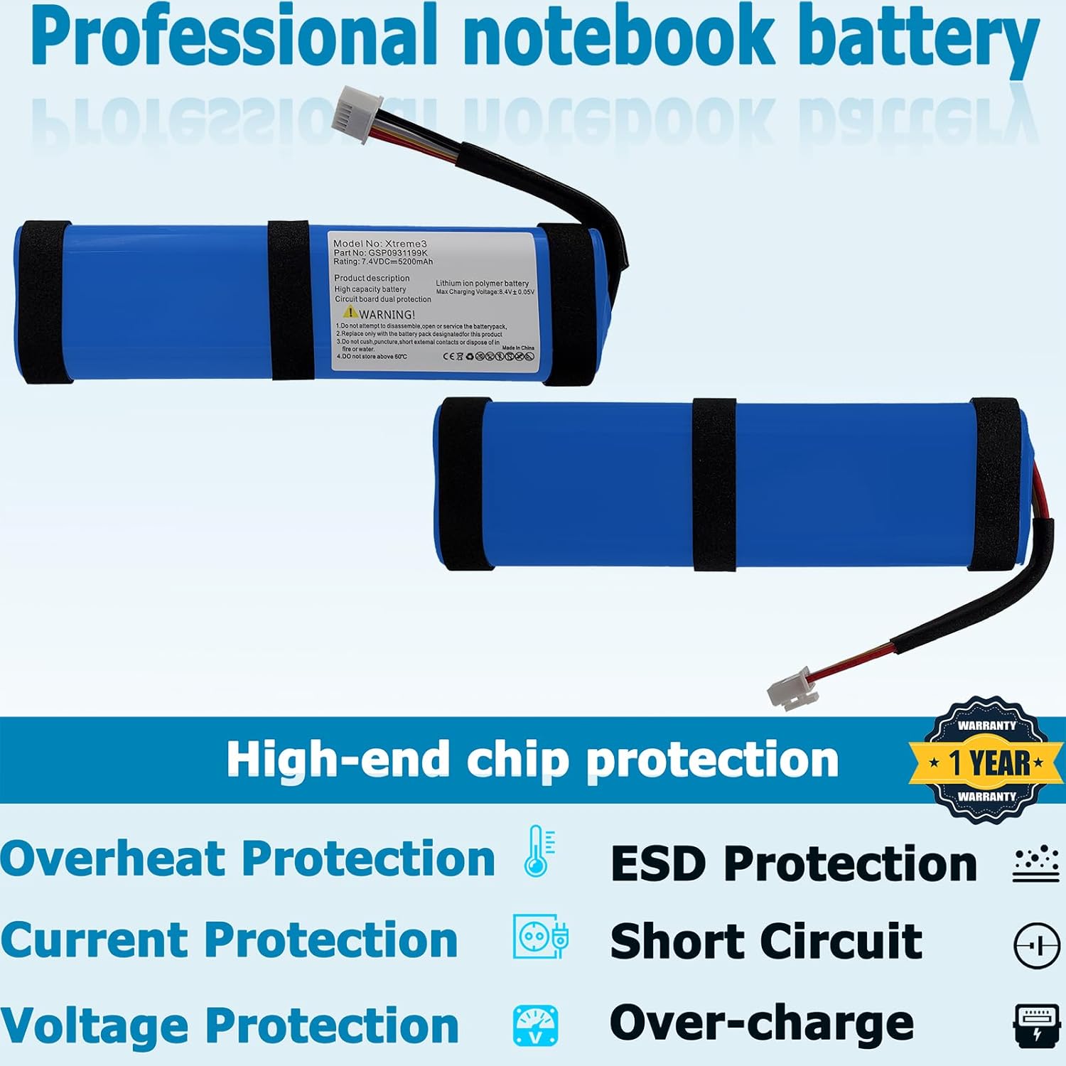 GSP0931199K 5200mAh Battery Compatible with Xtreme 3 Waterproof Bluetooth Speaker with Tools Battery Part NO Xtreme3 - Image 4