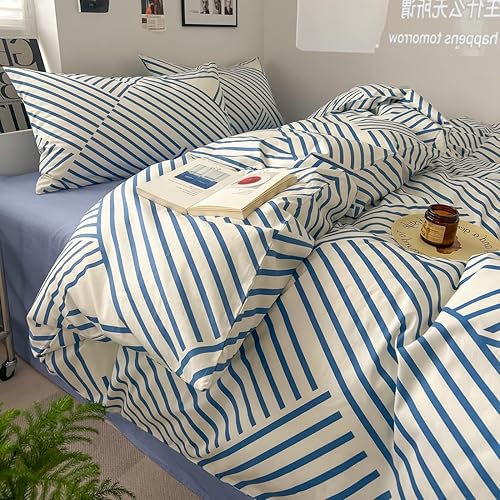 Miniatura 3 de LIWHENHAO Juego de funda de edredón de conejo, tamaño individual, 100% algodón, diseño de dibujos animados, conejito blanco, flor roja sobre rosa, 1