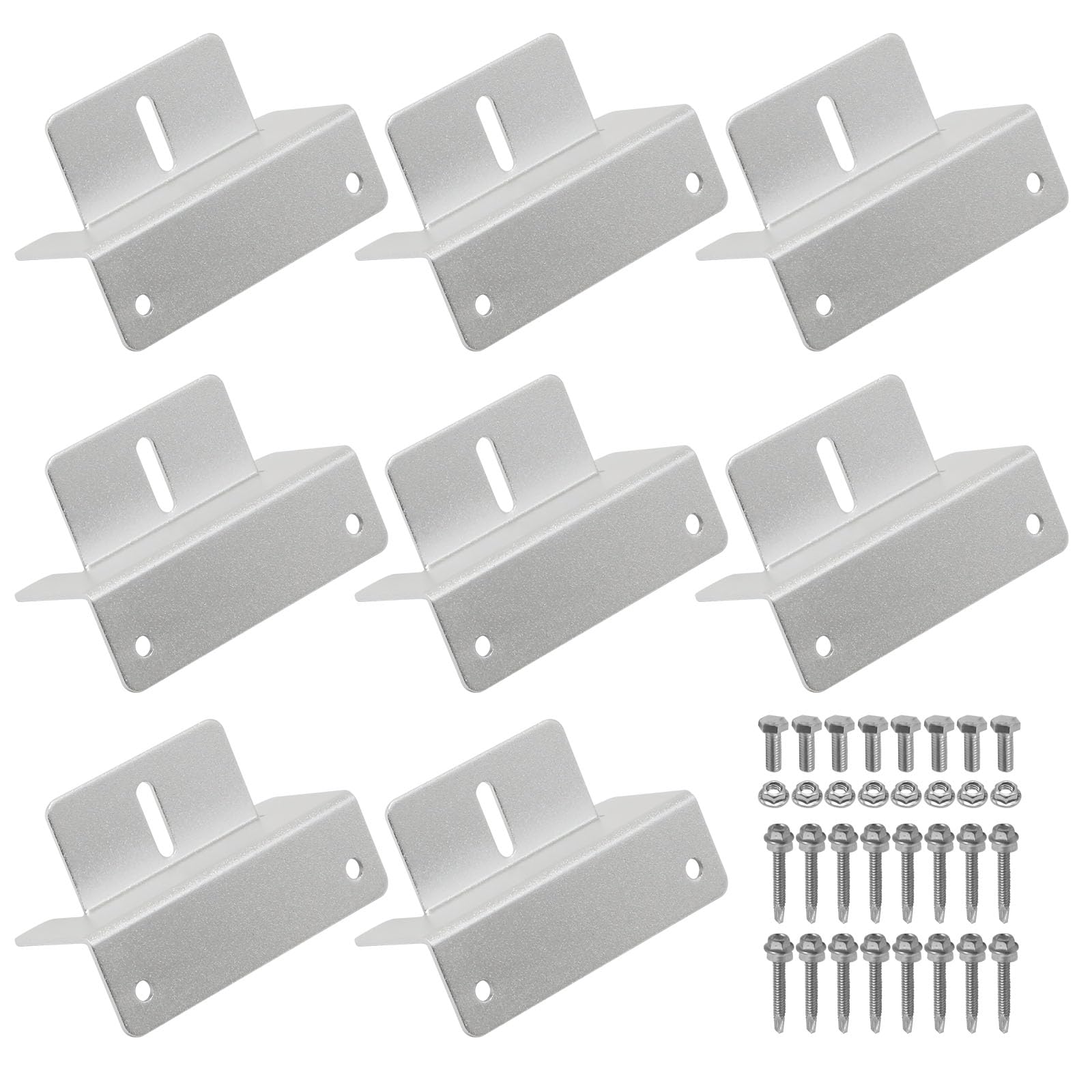 8 Pcs Solar Panel Mounting Z Bracket with Nuts and Bolts, Replacement for RV, Roof, Boat, Off Grid Roof Installation