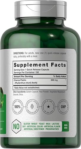 Miniatura 2 de Horbäach Cápsulas Chanca Piedra  500 mg  150 unidades  Suplemento herbario sin OMG y sin gluten