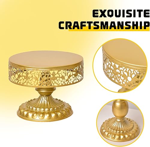 Miniatura 3 de 3 paquetes de soporte redondo dorado para tartas, juego de mesa de postre, plato de pastelería para cupcakes de frutas de caramelo para bodas,