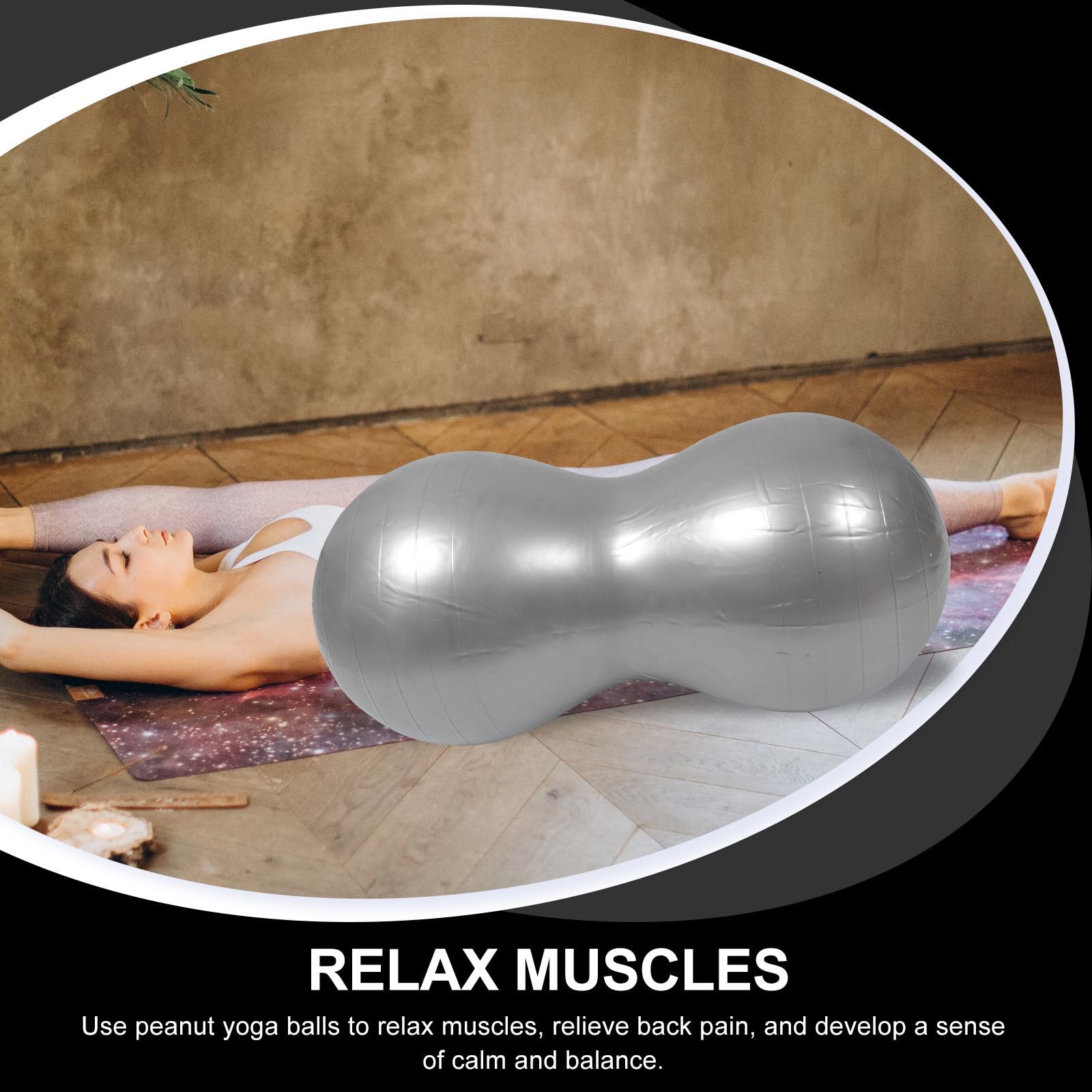 CHILDWEET Palla Yoga a Forma di Arachide Antiscoppio in Pvc, Set 1 | Argento, con Gonfiatore Incluso, per Massaggio e Body Building, Portatile e Sicura