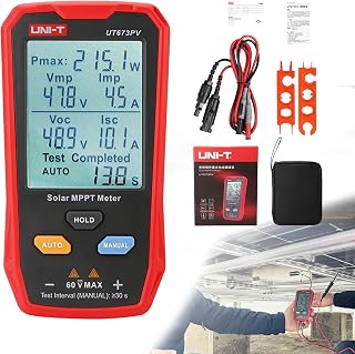 Solar Panel Tester Meter Photovoltaic Multimeter 800W, Solar MPPT Meter with Large Ultra Clear LCD, Smart MPPT Open Circuit Voltage Troubleshooting Utility Tool for PV Testing