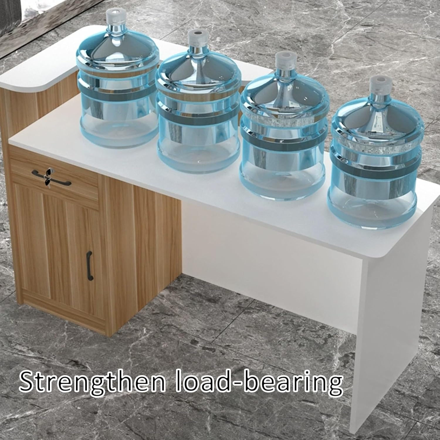 JKGHK Reception Desk with Counter, Checkout Counter with Lockable Drawer, Front Counter Desk with Double Deck, Counter Table for Checkout Office, Beauty Salon, Lobby(White,39.3in/100cm)