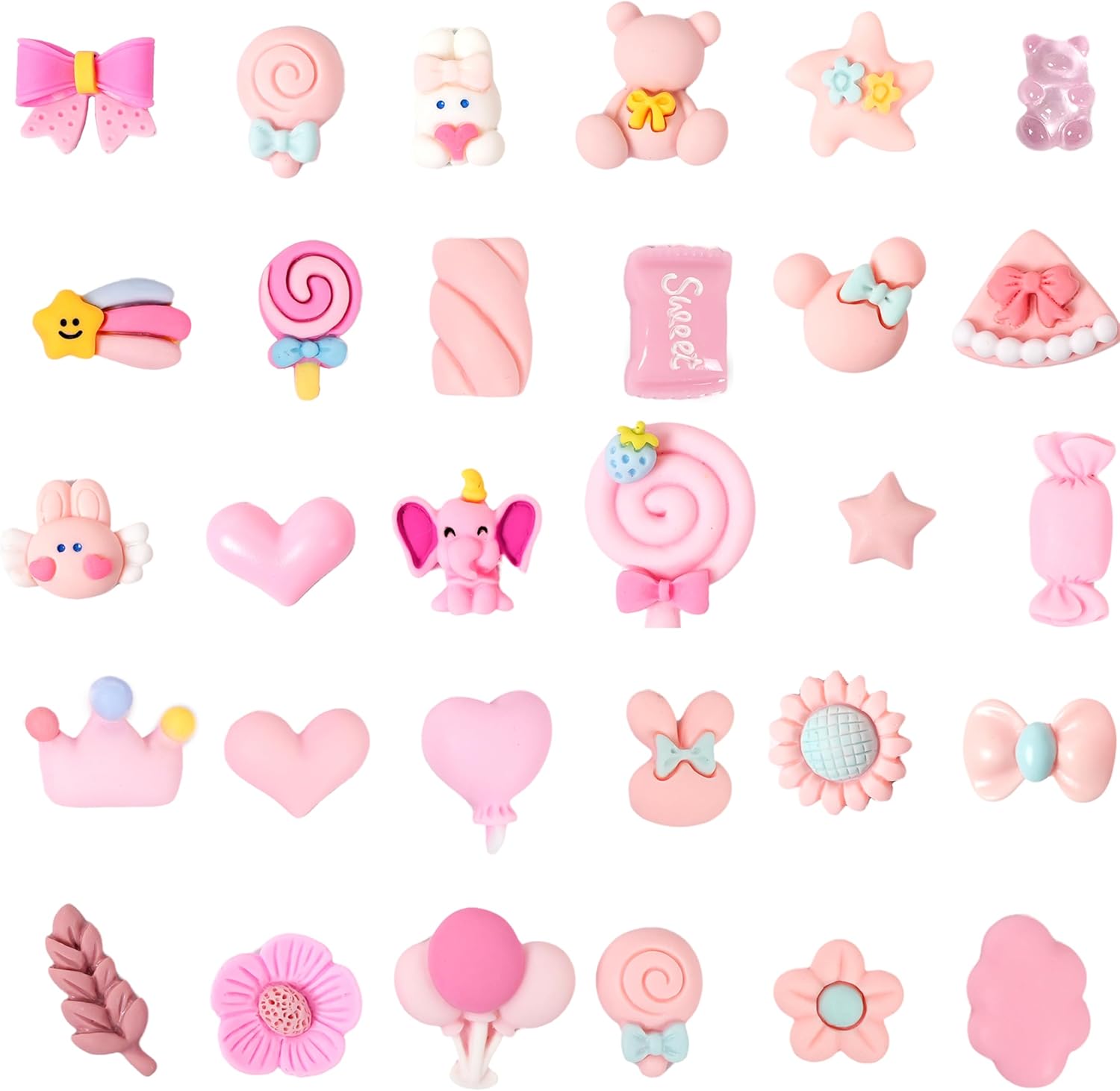 70 Pcs Slime Charms Pink Resin Charms Cute Embellishments Bulk Mixed Ornament Decorations Accessories - Image 7