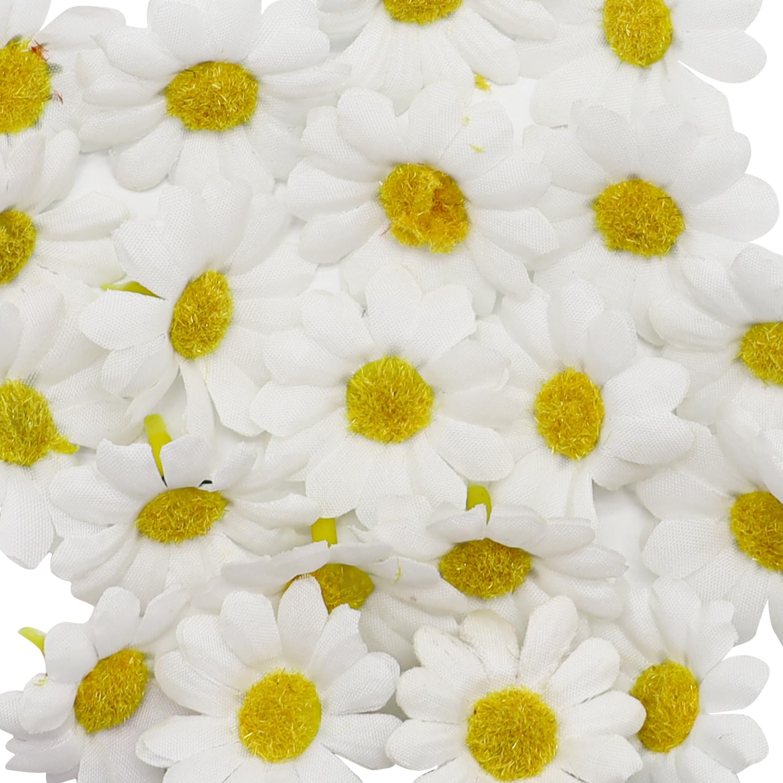 Easter Daisy Flowers Artificial, Felt Flowers, Easter Picks, 4cm Spring Day Fabric Dasies, Cute Craft Supplies Fake Flowers for Bonnet, Wreath, Home and Party Decorations (20x- White Flowers)