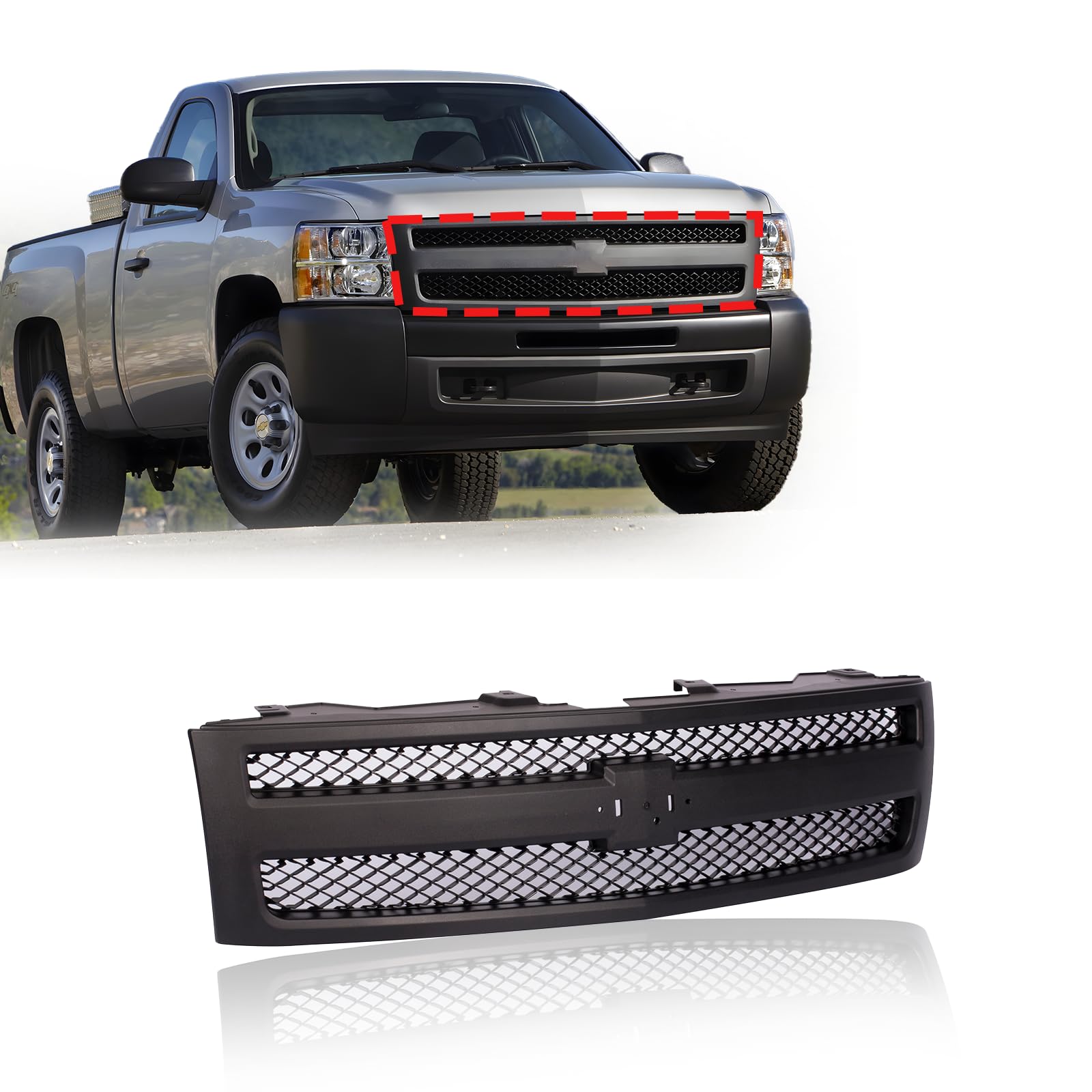 Amazon | Titanium Plus Autoparts フロントグリルブラック シボレー 