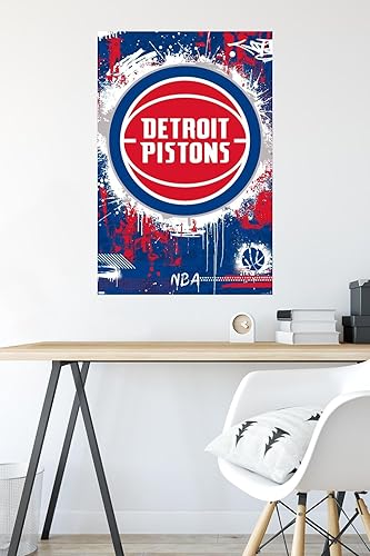 Miniatura 4 de Trends International NBA Detroit Pistons - Póster de pared con logotipo Maximalist 23, 34 pulgadas de largo x 22.4 W, versión premium sin marco