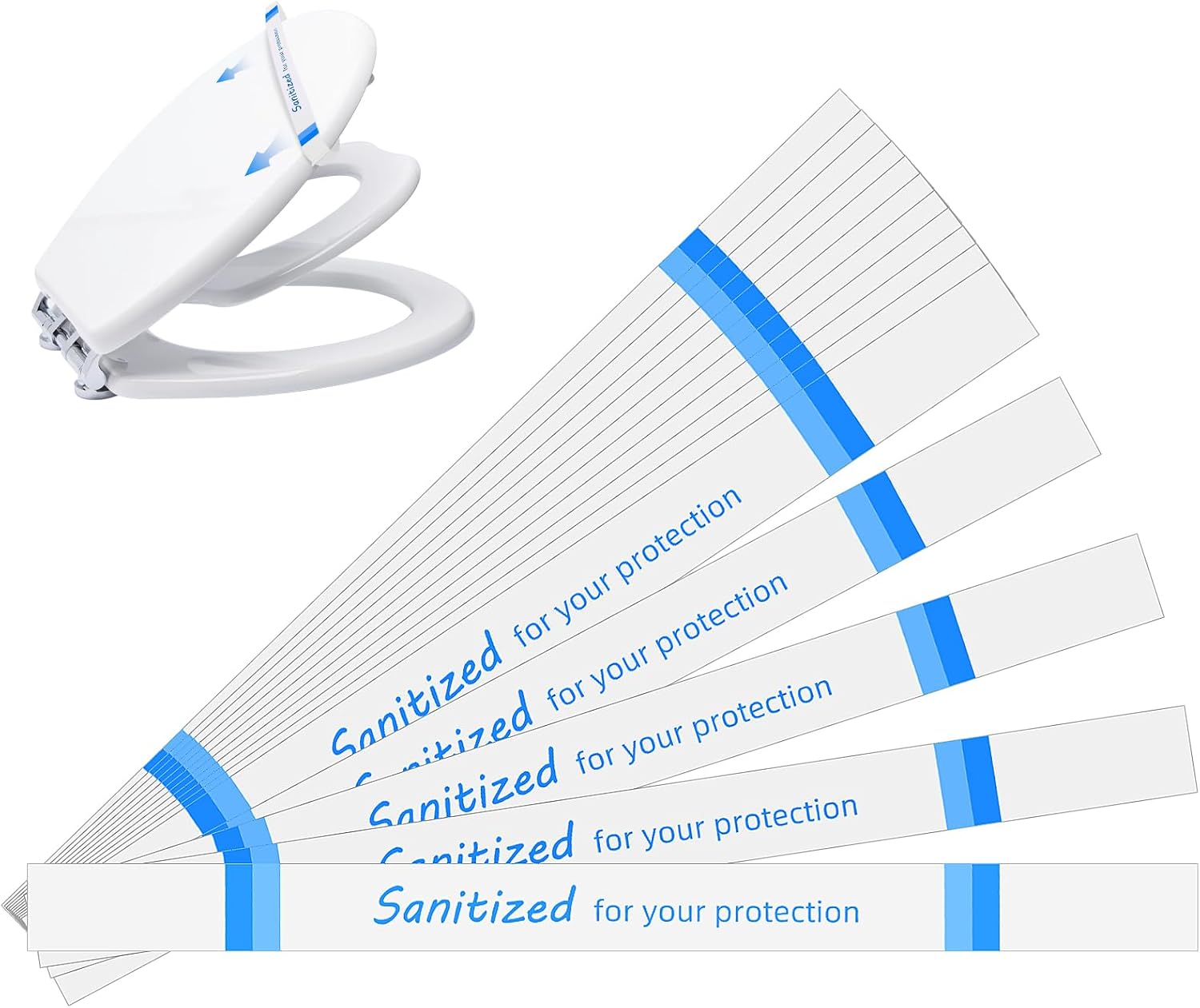Germiwipe 500Pcs Sanitized Toilet Seat Bands,Hotel Essentials, Printed Toilet Strips for Hotels Motels Hospitals (Blue/White)