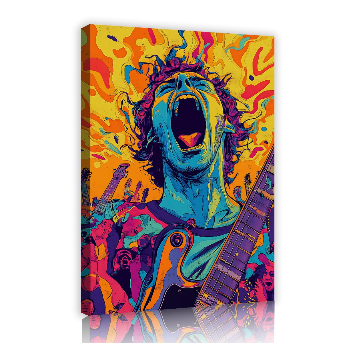 YUNART Musica retrò su tela Arte da parete Astratta cantante Uomo Decorazione murale Poster musicale per camera da letto Studio Estetica della stanza 65x100cm Telaio interno