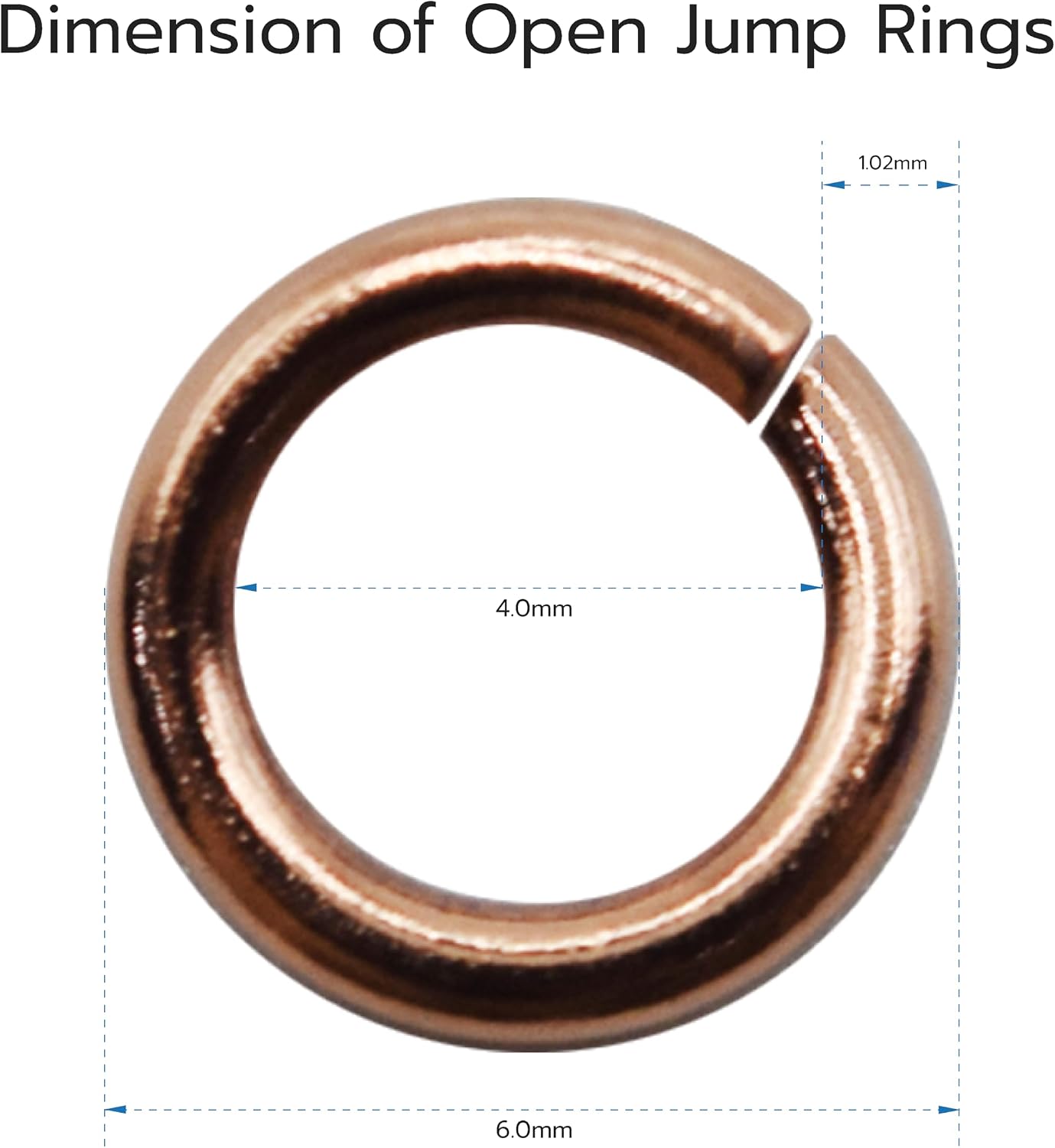 999 Pure Copper Open Jump Rings 18 Gauge 50 pcs by Filofly (6mm OD/4mm ID)