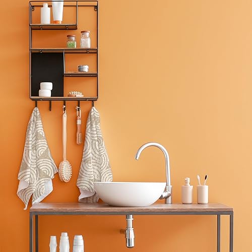 Miniatura 5 de Juego de 2 toallas de baño de mano para baño, forma geométrica, círculo, beige, absorbente de agua, poliéster suave para cocina, gimnasio, spa,