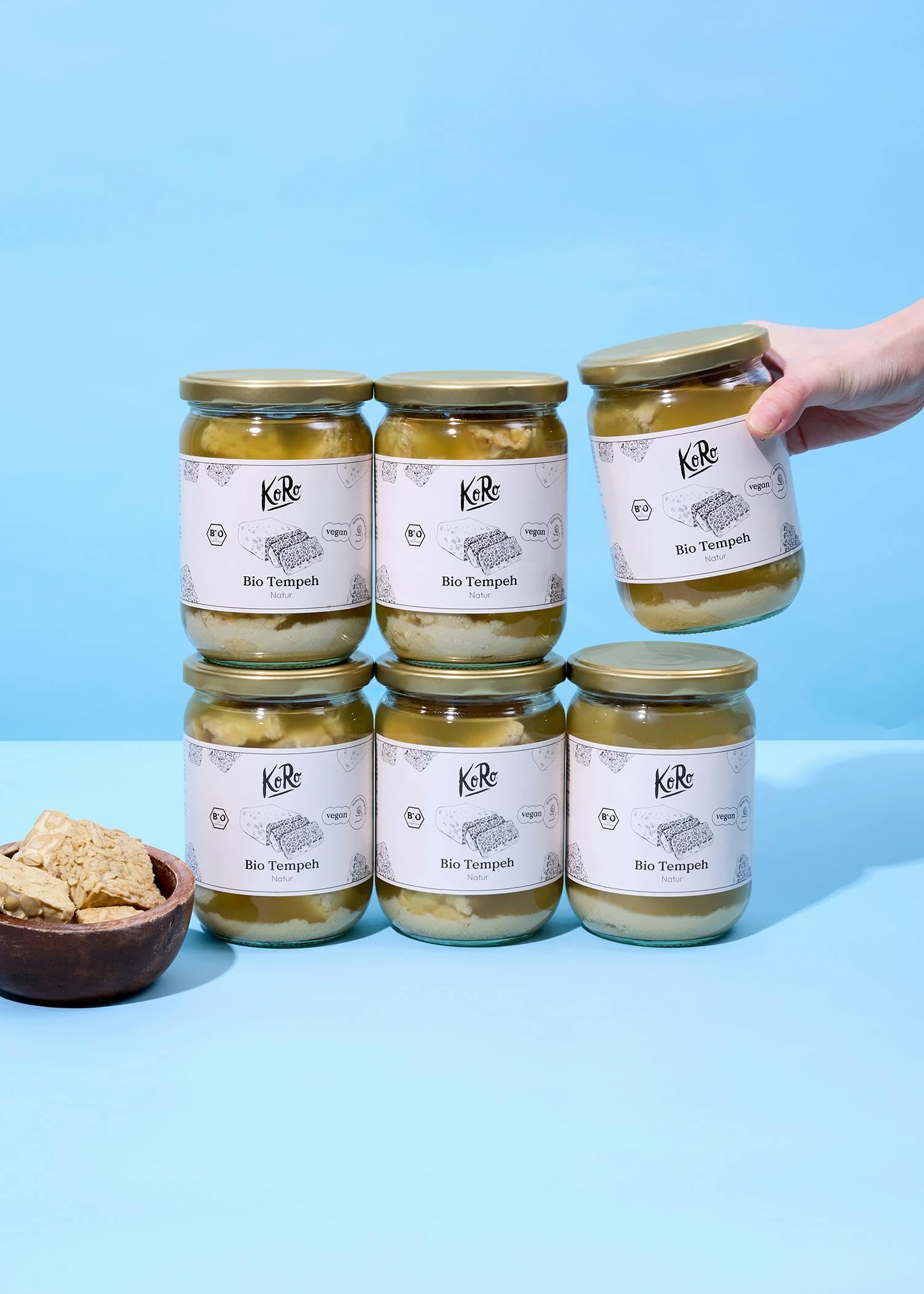 KoRo – Tempeh bio 6 x 175 g – Graines de soja fermentées – Riche en protéines – Substitut végan à la viande
