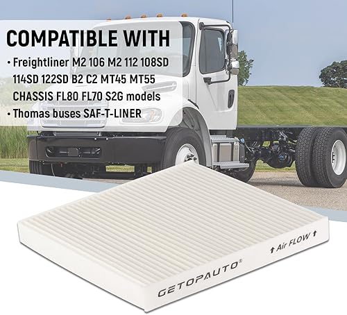 Miniatura 4 de GETOPAUTO PA5359 Filtro de aire de cabina apto para Freightliner M2 106 112 108SD 114SD 122SD camiones o autobuses reemplaza N10G-36000006 AF26427