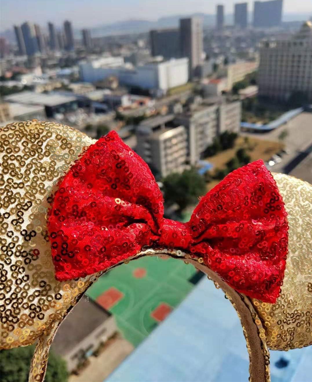 Mouse Ears Bow Headbands Glitter Princess Party Decoration Adult Mouse Ears,Sparkly Mouse Ears