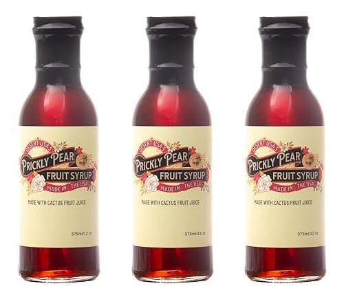 DesertUSA 's - Jarabe de fruta de tuna para margaritas y cócteles, bebidas, panqueques y postres, hecho de jugo natural de tuna - 12 onzas (3 juegos