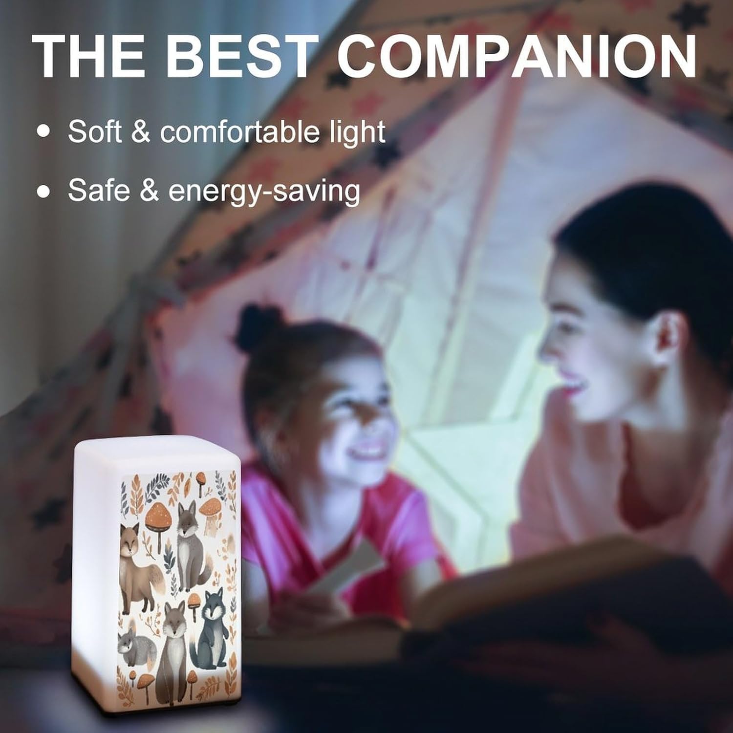 Cordless Night Light Battery Powered Dimmable Lamp for Reading Raccoon Animals Small Desk Lamp for Bedroom Living Room Office
