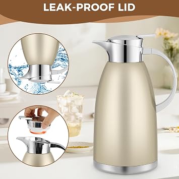 2.3L Thermal Coffee Jug, Insulated Coffee Pot with Brush, Rose Gold