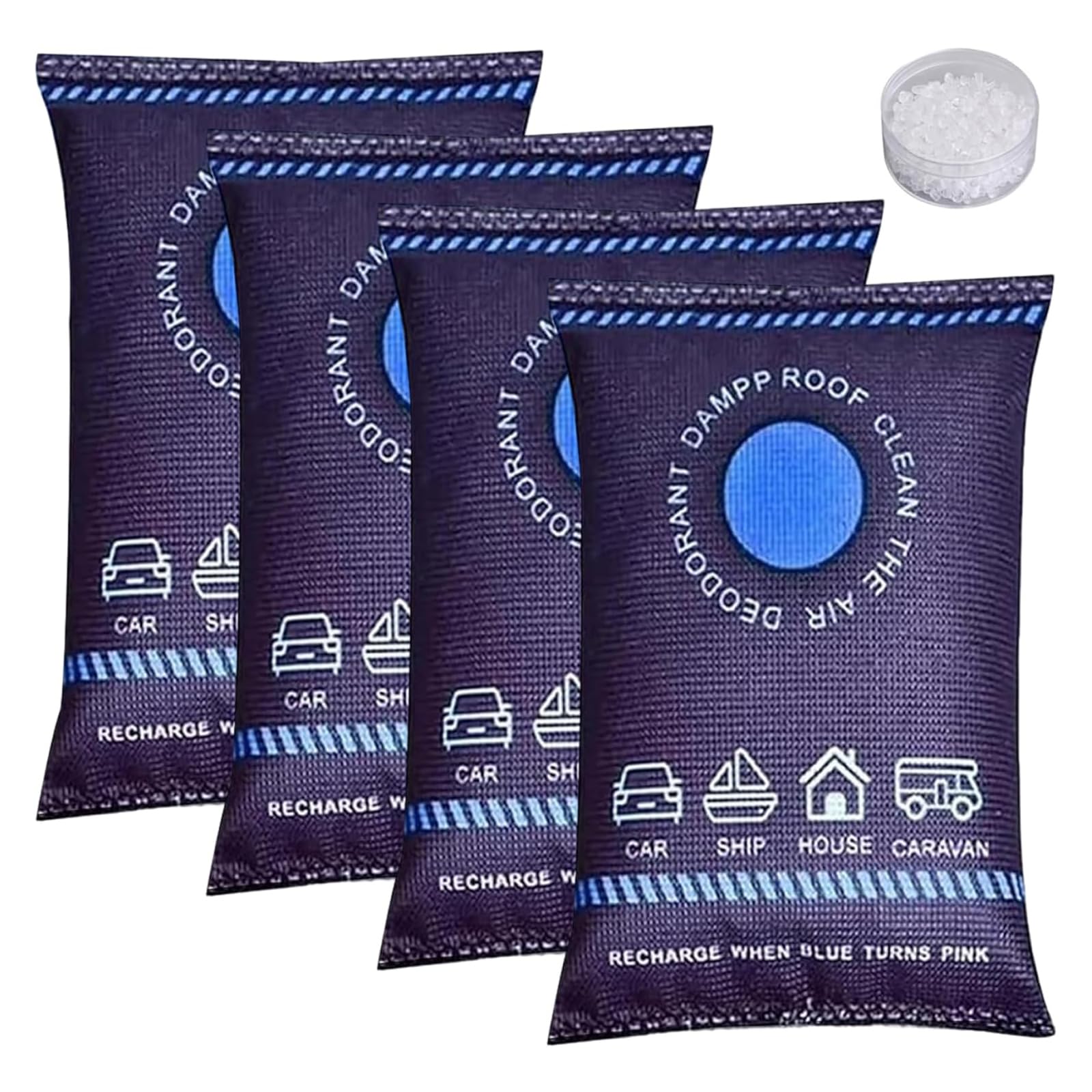 4PCS Dehumidification Bag Desiccant, 2026 New Reusable Dehumidifier Bags for Home, Car Dehumidifier Bag, Moisture Absorber Pack, Silicone Desiccant Bags for Home, Car, Basement, RV, Boats, Closet