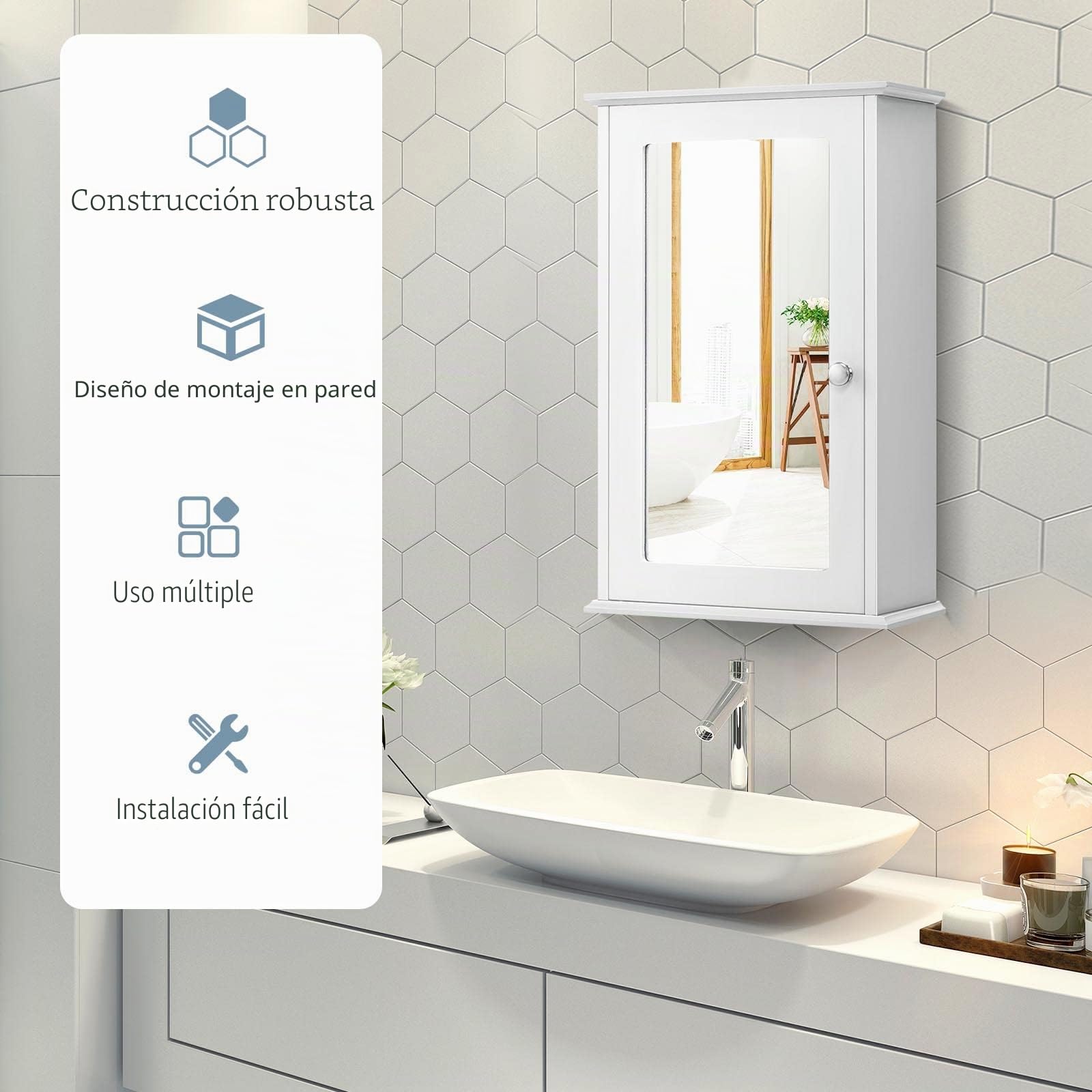 LIFEZEAL Armario de baño con Espejo de 2 Niveles (Blanco)