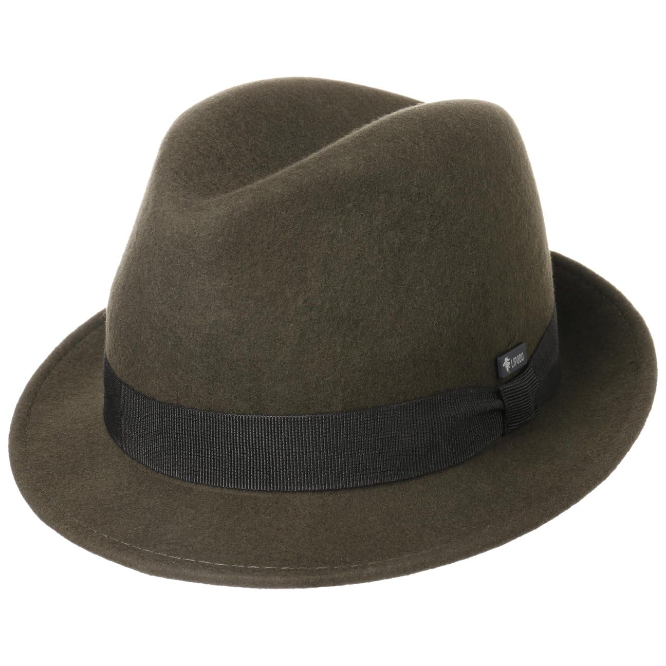 Lipodo Kids Wool Felt Trilby Hat Fedora (One Size - Olive)