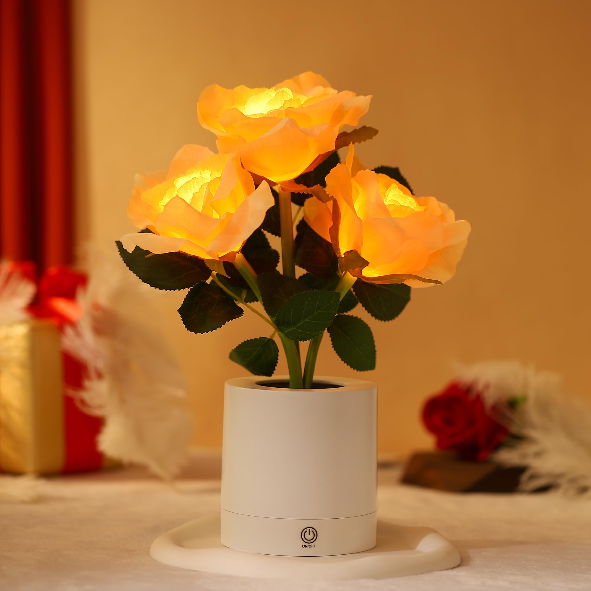 WSYEAR Forever Yellow Rose Flower Lamp Touch Lamp Mothers Day Christmas Valentines Day Birthday Gifts for Women Her Wife Girlfriend Daughter, Decor for Bedroom โ image 1