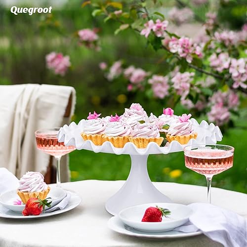 Miniatura 4 de Soporte redondo de porcelana para tartas de 12 pulgadas, soporte de postre blanco para bodas, fiestas de cumpleaños