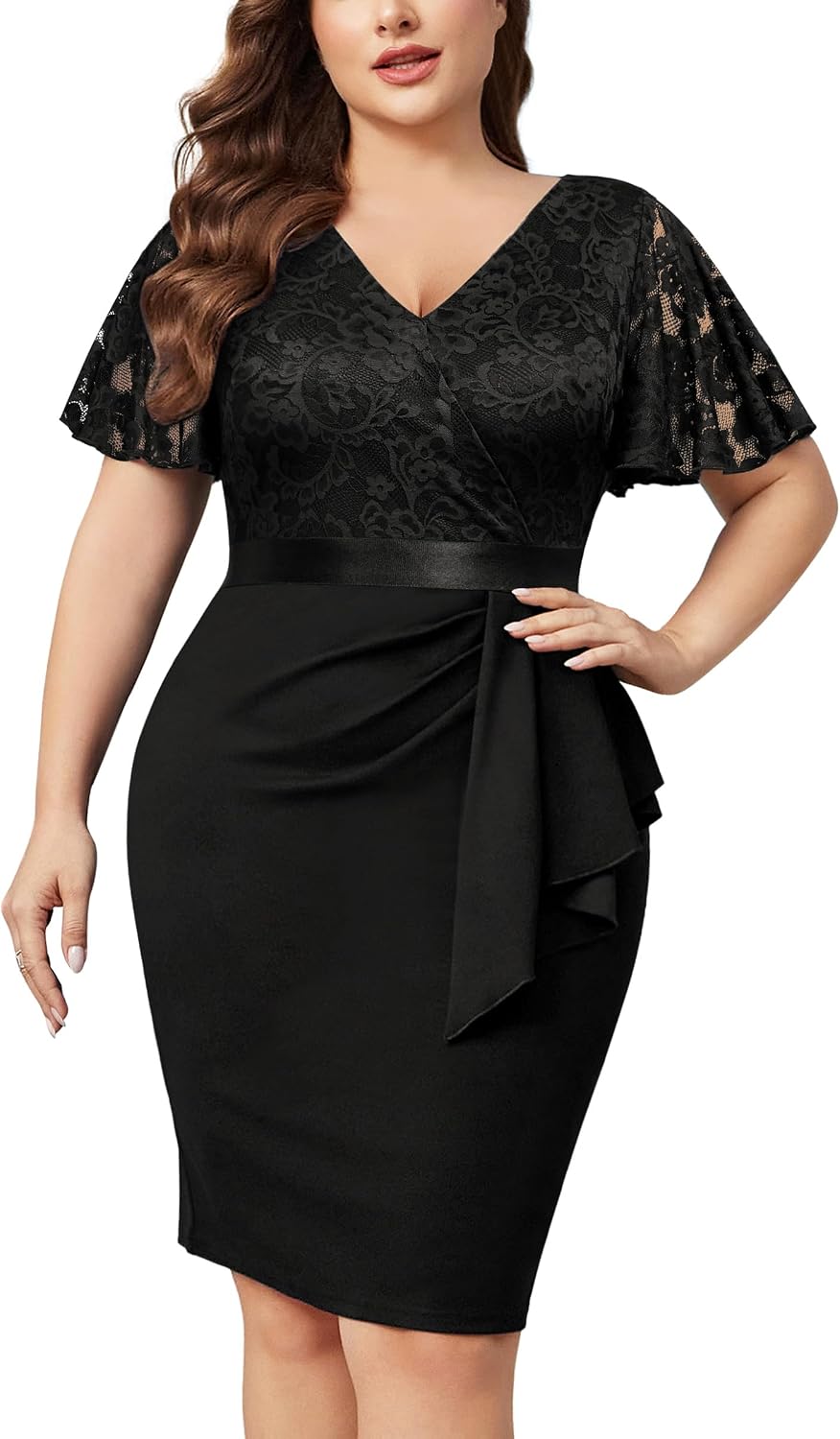 Miusol Womens Plus Size Lace Chiffon V Neck Wedding Martinique | Ubuy