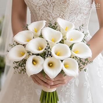 Letjolt Artificial Calla Lily Flowers 12Pcs, Beige