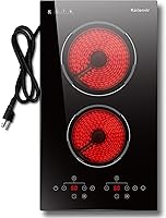 Vista 12 de Placa de cocina eléctrica de 2 quemadores, enchufe de estufa eléctrica de 110 V, placa de cocina eléctrica de 2000 W con controles de perilla