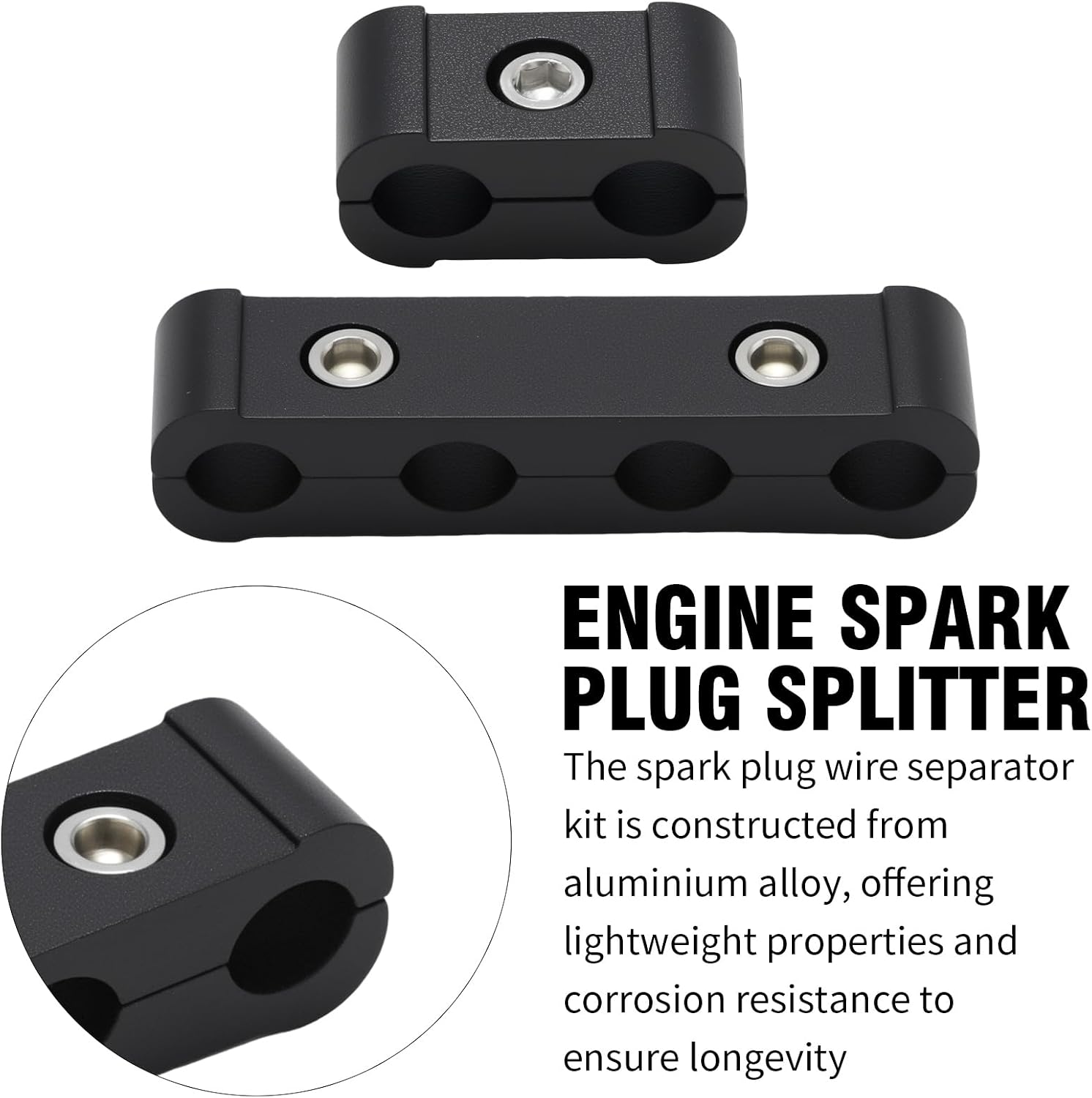 Saihisday 12pc Engine Spark Plug Wire Separator Divider, 8pc Spark Plug Wire Boots Protector Heat Shield Sleeve, Spark Plug Wire Clamp Holder for 8mm 9mm 10mm