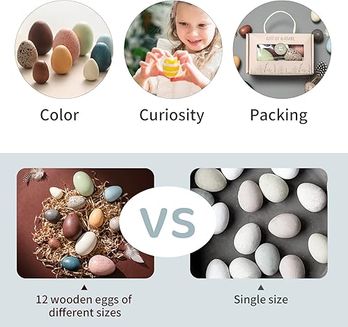 Miniatura 7 de Youuys Huevos de Pascua de madera para niños, huevos moteados de Pascua sintéticos, arte de bricolaje para manualidades para decoración del jardín