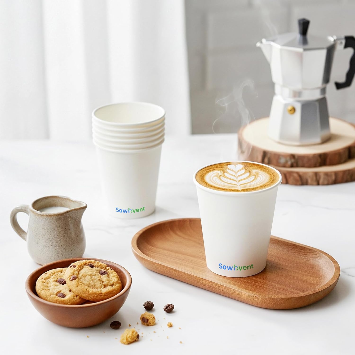 8 oz 600 Count Disposable Paper Coffee Cups, White Hot/Cold Beverage Drinking Small Cup for Water Juice or Tea, Office Home Travel