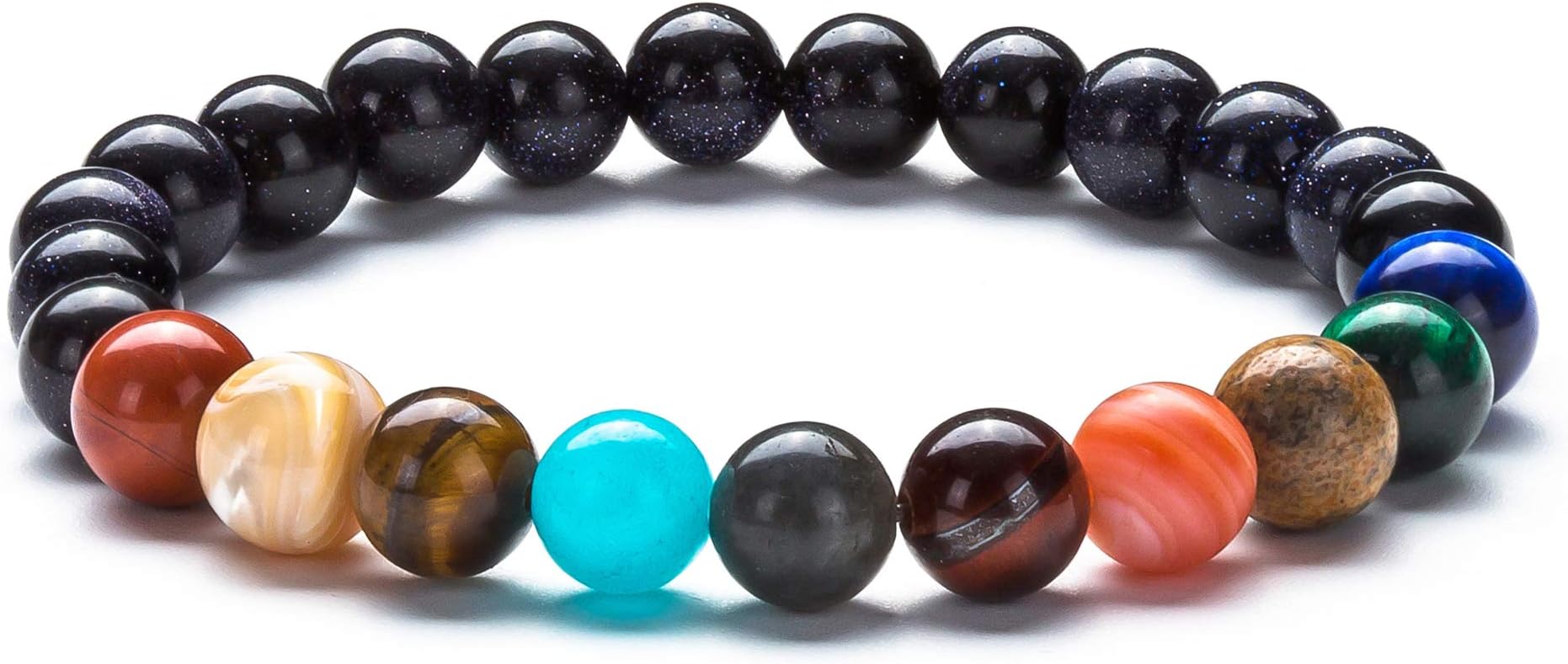 Women Solar System Bracelet Universe Galaxy The Eight Planets Guardian Star Natural Stone Beads Bracelet Bangle Gifts