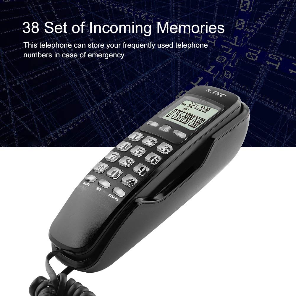 Wand Telefon eingehende Anrufer ID LCD Display Festnetz-Telefon mit Anrufbeantworter für Home Office Hotel(schwarz)